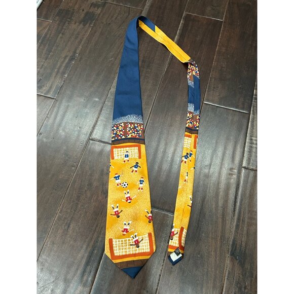 Save The Children 100% Silk Soccer Game Tie By Michael Age 9 - Picture 6 of 7